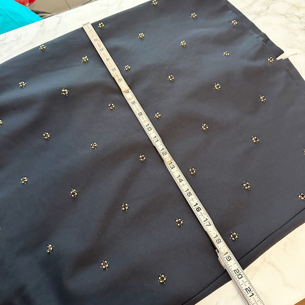 Ann Taylor Jewel Embellished Navy Blue Ponte Knit Pencil Skirt Women's Size 14 - Picture 9 of 10